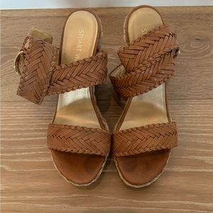 Stuart Weitzman Leather Wedge Sandal (6 1/2)